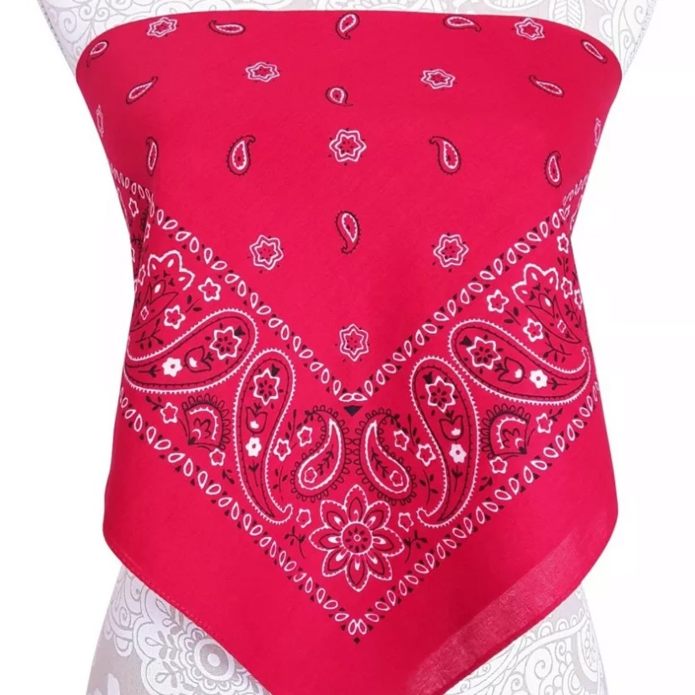 Bandana Crop Top Shirt - Red & navy blue